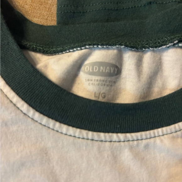 Old Navy Forest Green and White Crew Neck Shirt - Picture 2 of 3